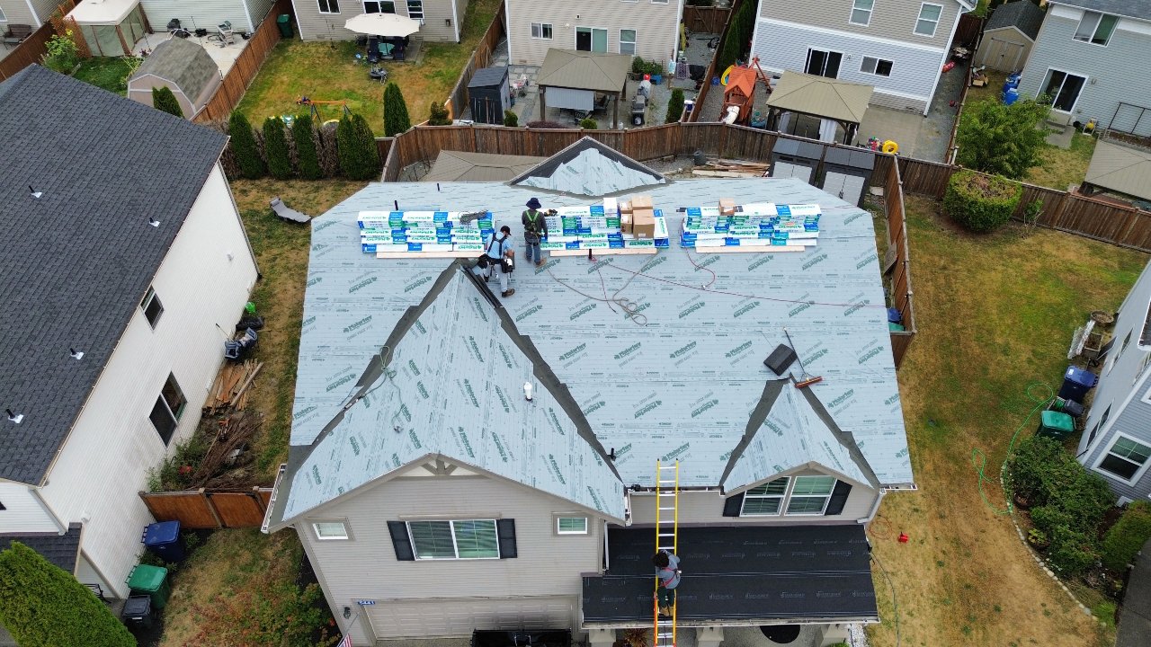 Wallace Roofing crew on a Snohomish County roof replacement